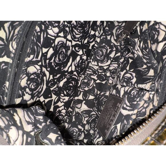 Vintage 00s Brighton Dark Gray Nylon & Crocodile Leather Trimmed Shoulder Bag - Picture 8 of 13